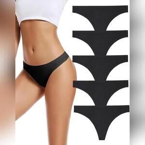 NWT Voenxe Seamless No Show Breathable Underwear Thong Panties, 5 Pair, Large